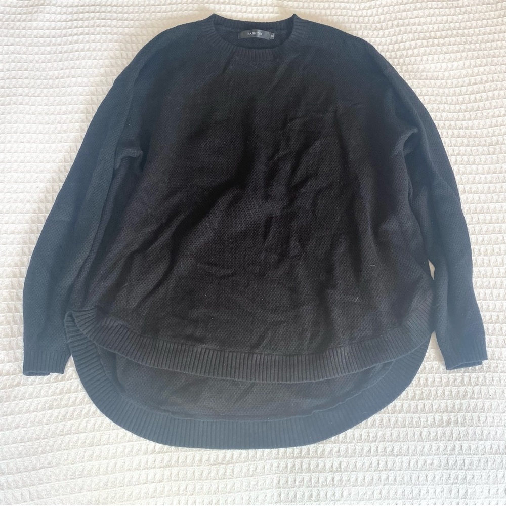 Fashion Black Knit Sweater XL